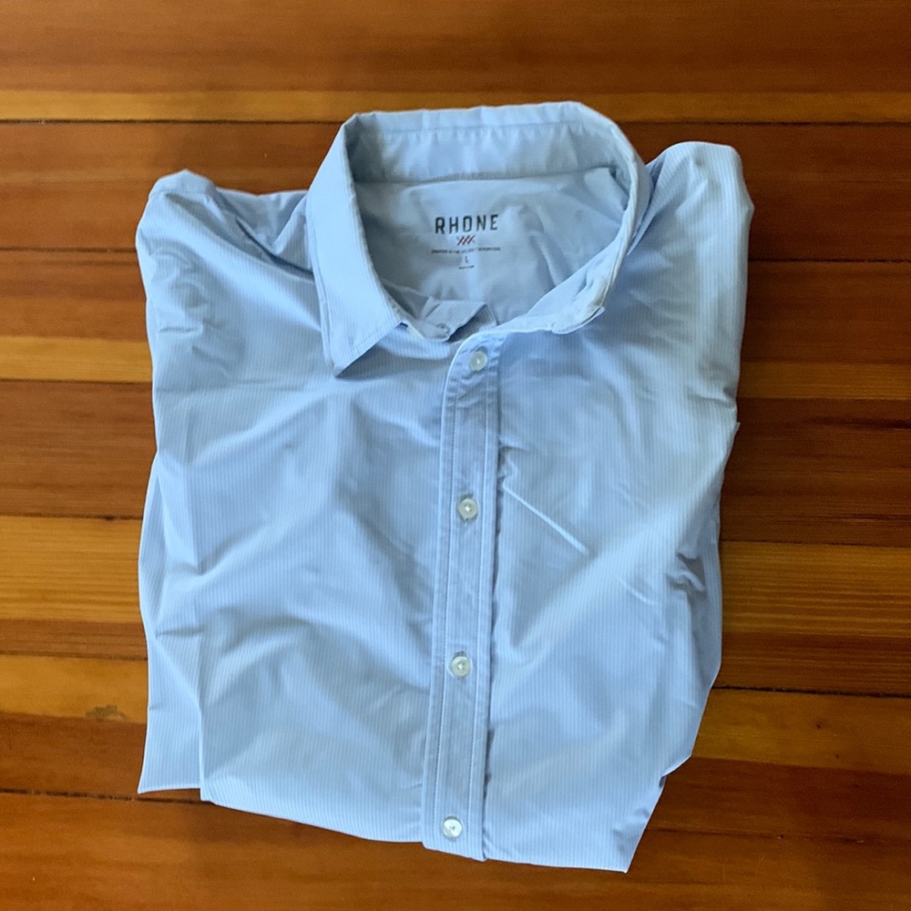 Rhône commuter dress shirt in university stripe